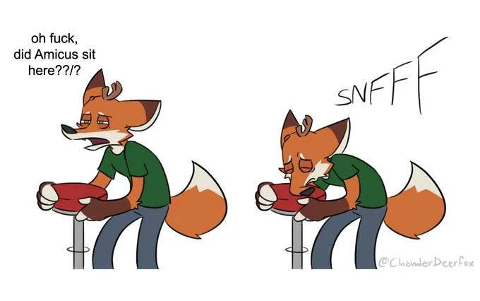 Oh Fuck Did Margaret Sit Here — Mordecai meme edited to say 'Oh fuck did one of my followers sit here??/?'.