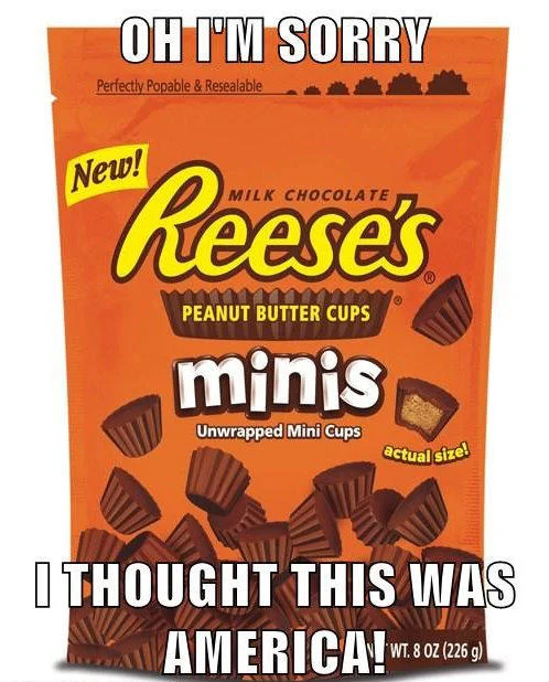 Oh, I'm Sorry, I Thought This Was America — Reese's Peanut Butter Cups Minis bag with 'I thought this was America' caption