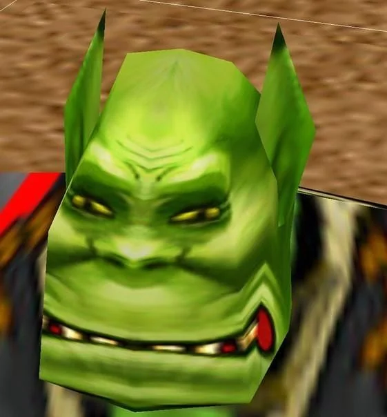 Oh Shit, That's Deep — Close-up of the Warcraft III orc grunt smug face