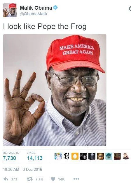 Ok Hand Sign — Malik Obama social media post with photograph of person making ok hand gesture.