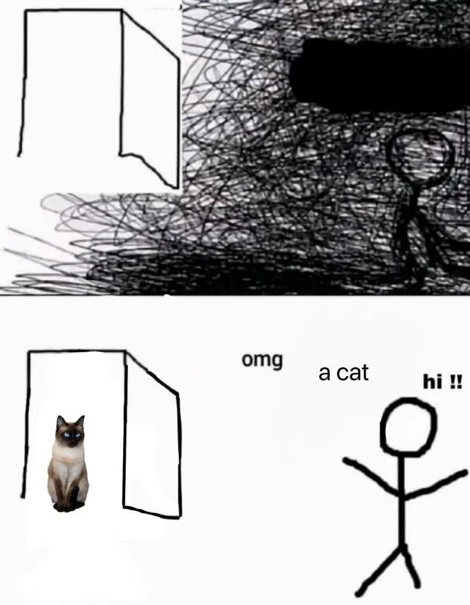 OMG X Hi!!! — Omg x hi meme with a mandarin orange image in the doorway, text 'omg mandarina hi!!!'