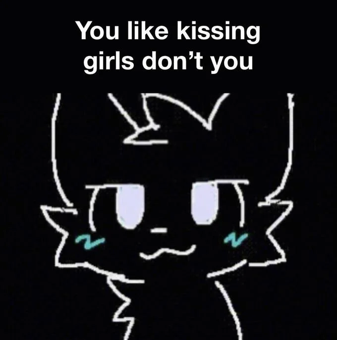 Oooooo You Like Boys Ur A Boykisser — Dark inverted Girlkisser variant with caption 'You like kissing girls don't you'