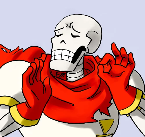 Pacha Edits — Papyrus from Undertale redrawn in the Pacha chef's-kiss OK pose