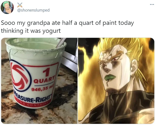 Paint Grandpa — Anatomy diagram of the paint-eating grandpa with labeled features like green lips and shocked eyes