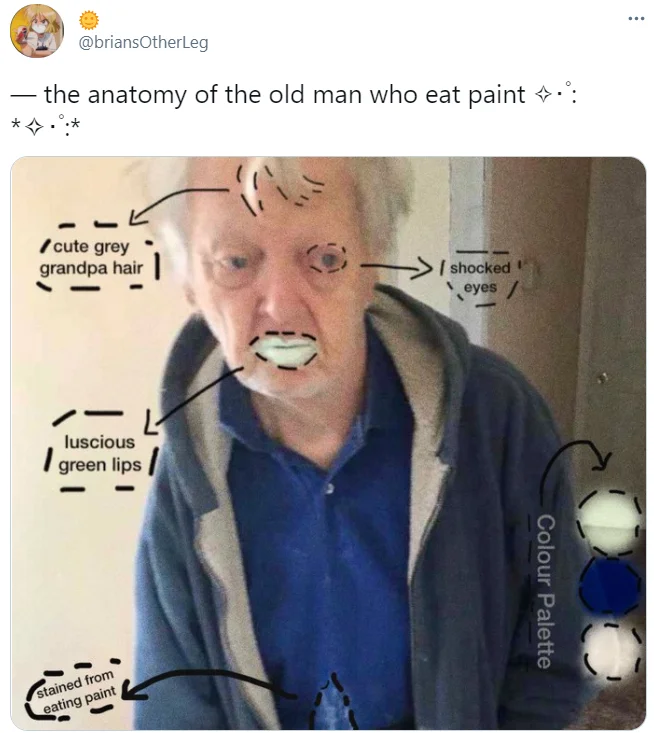 Paint Grandpa — Parody tweet claiming grandpa eats paint daily and his favorite flavor is being discontinued