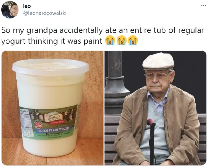 Paint Grandpa — Tweet comparing paint-eating grandpa to Dio from JoJo's Bizarre Adventure with green lipstick