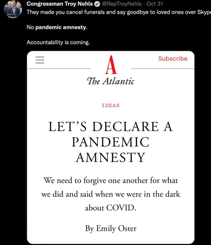 Congressman Troy Nehls tweet rejecting pandemic amnesty