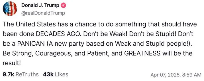 Screenshot of Donald Trump's tweet introducing the term 'Panican' as a portmanteau referring to people he characterizes as weak and stupid.