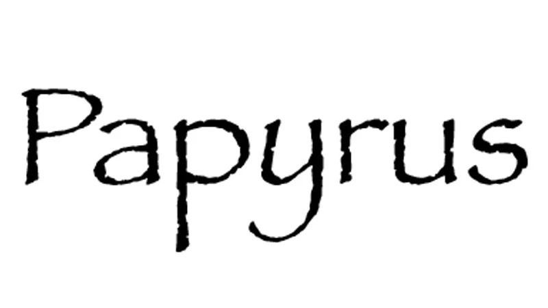 The word Papyrus written in the Papyrus font on a white background