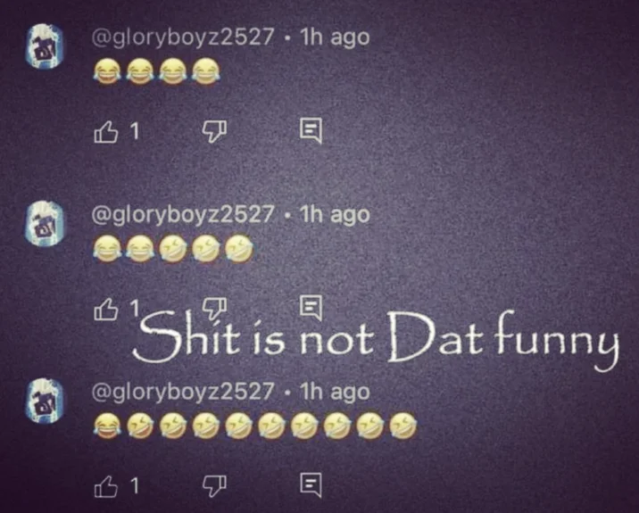 Papyrus Irony — Discord chat with Papyrus font text 'Shit is not Dat funny' and emoji reactions