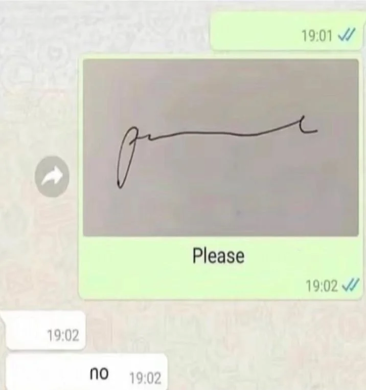 Paracetamol — A WhatsApp exchange featuring a doctor's illegible scribble with 'Please' as the absurdist response text.