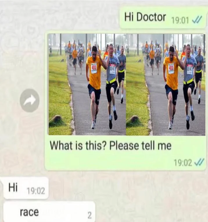 Paracetamol — A variation showing nearly-identical marathon runner images with the comedic answer 'race 2' for escalation.