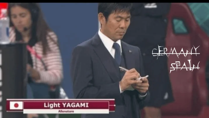 Paris Olympics Memes — Stoic man in formal attire with text referencing Death Note's Light YAGAMI from Paris 2024.