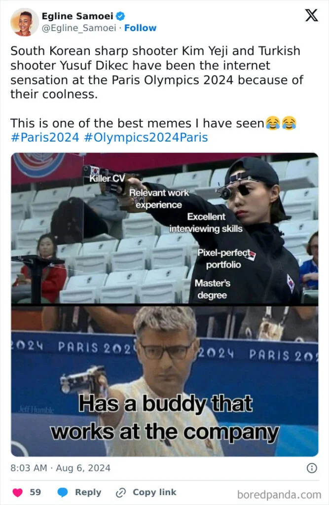 Paris Olympics Memes — Twitter discussion of Paris 2024 viral moments with nested meme format about qualifications.