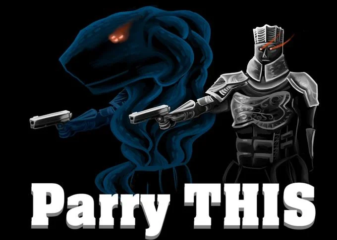 Parry This You Filthy Casual — Dark Souls knight illustration with dual pistols and 'Parry THIS' text
