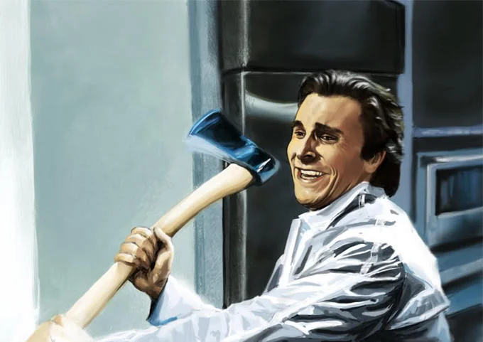 Patrick Bateman with An Axe — Digital painting of Patrick Bateman swinging an axe