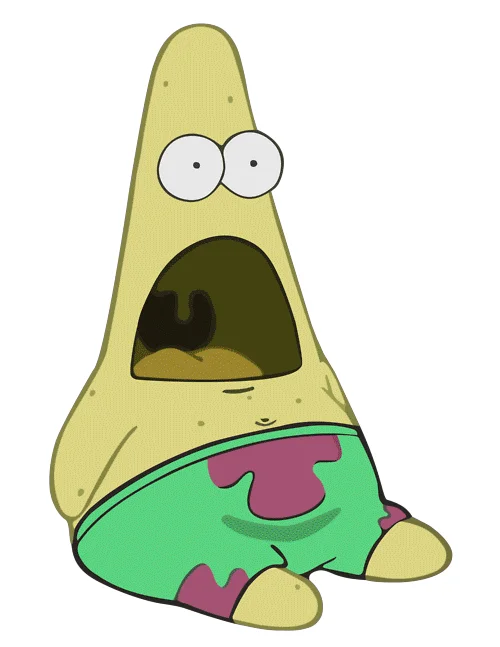 Illustration of Patrick Star with a shocked open-mouth expression