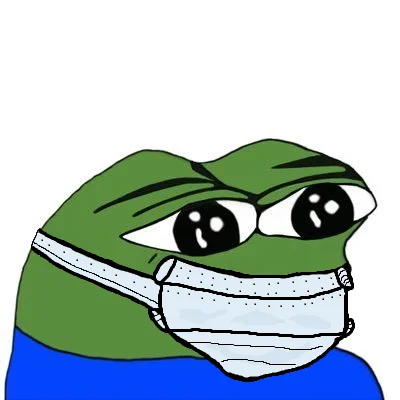 Peepo wearing a surgical face mask
