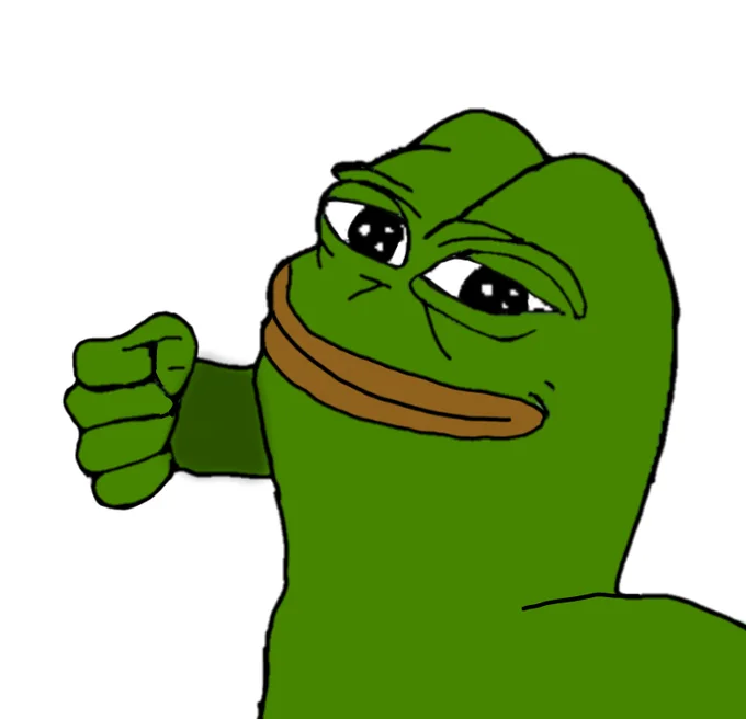 Pepe Punch — Pepe the Frog shown from the chest up with a clenched fist raised and a smug smile