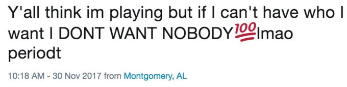A Twitter post from November 2017 using 'periodt' to firmly punctuate a statement about personal choice in relationships.