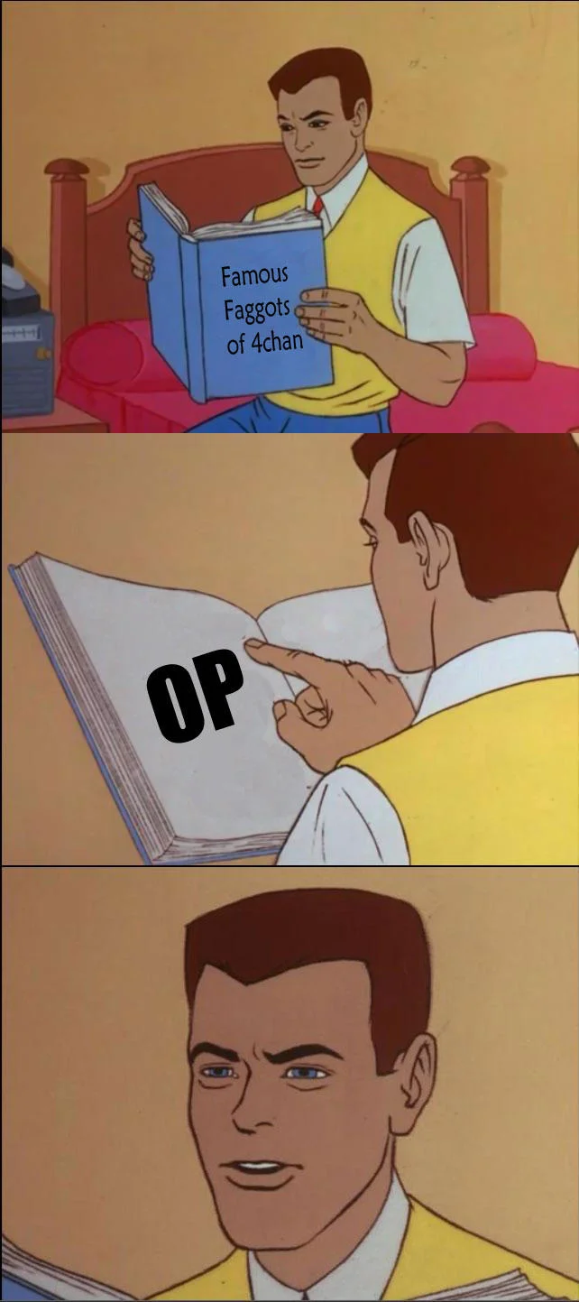 Three-panel Peter Parker reading a book meme with the book labeled with a 4chan-related caption and the page reading 'OP'.
