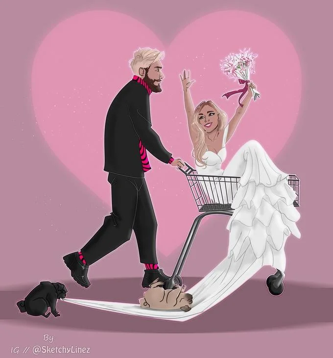 PewDiePie Shopping — Photoshopped image of PewDiePie as buff anime warrior pushing shopping cart