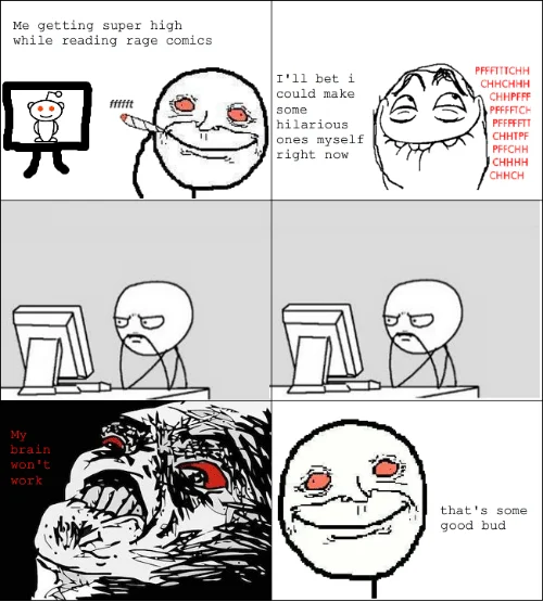 Rage comic about failing to write a pffftttchh comic while high
