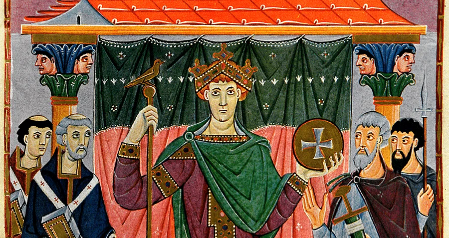 Phantom Time Hypothesis — Illuminated manuscript of Emperor Otto III seated on a throne with attendants