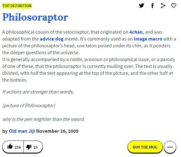 A clean text-free template of the iconic Philosoraptor in detailed illustration style showing the green dinosaur in contemplative pose.