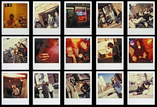 Photo A Day — A 5x5 grid of polaroid-style photographs with white borders showcasing diverse daily moments including portraits, events, and candid shots.