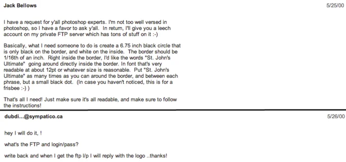 Photoshop Request Threads — A forum thread screenshot displaying a user's detailed photoshop request with technical specifications and responses from forum