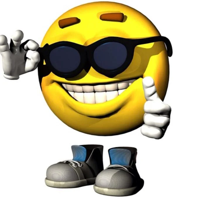 Picardía — Picardia yellow emoji with sunglasses and thumbs up close-up