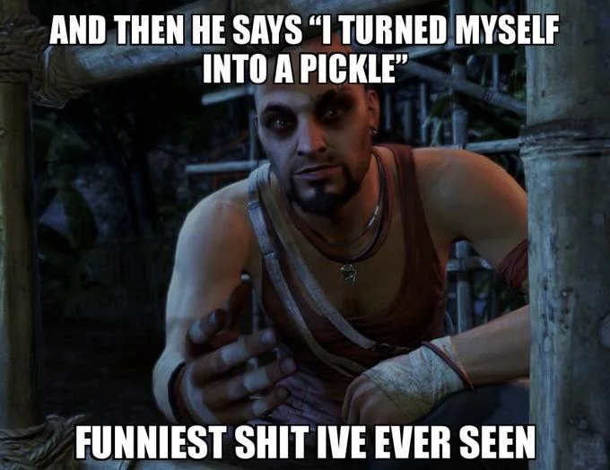 Pickle Rick, Funniest Shit Ever — Older man in red tank top retelling the Pickle Rick story