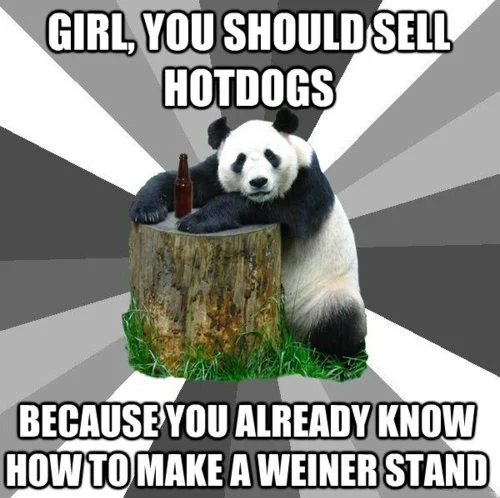 Pickup Line Panda meme with 'if you were a liquid' pickup line