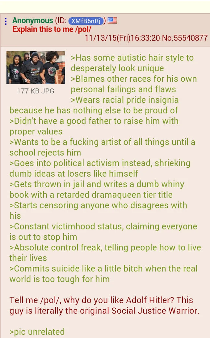 Picture Unrelated — Screenshot of a 4chan /pol/ post ending in the phrase 'pic unrelated'