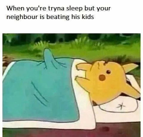 Pikachu Boner — Text about noisy neighbours above the pikachu-boner image