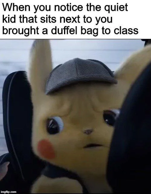 A Pikachu meme with startled expression overlaid with text about hearing creepy cave sounds while mining in Minecraft.