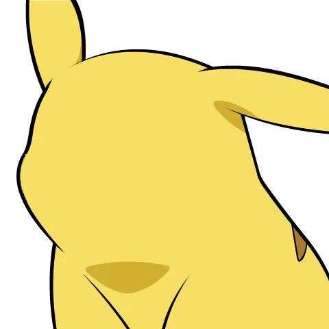 A cropped partial view of Pikachu shown from rear or side angle capturing the character's tail and back profile.