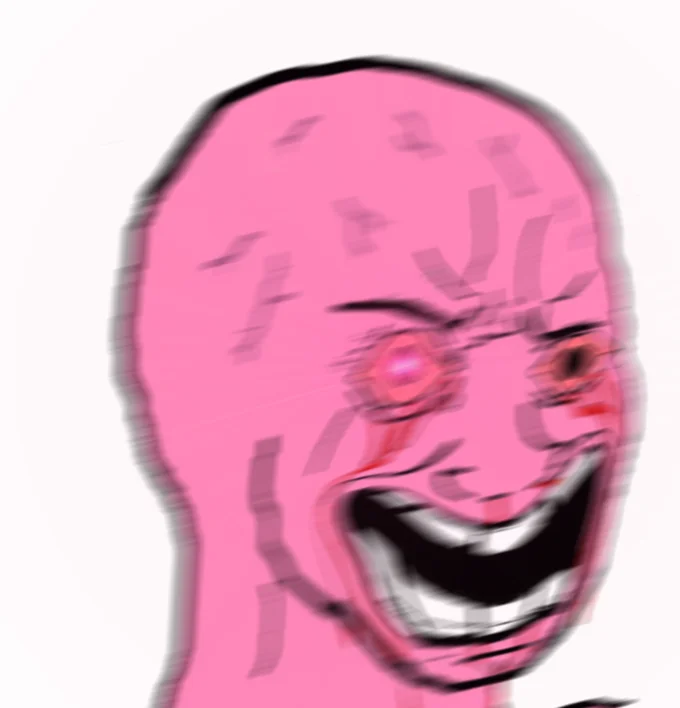 Pink Wojak face composited over Albert Einstein pointing to his head