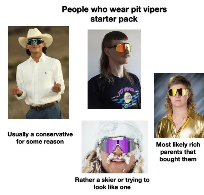 Paramedic meme with Pit Viper sunglasses edited over silhouettes and a 'Next' cliff-kick panel