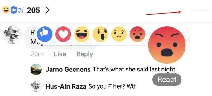 Plane Emoji React — A screenshot of a Facebook comment section with the plane emoji visible in the reaction picker menu surrounded by standard emojis.