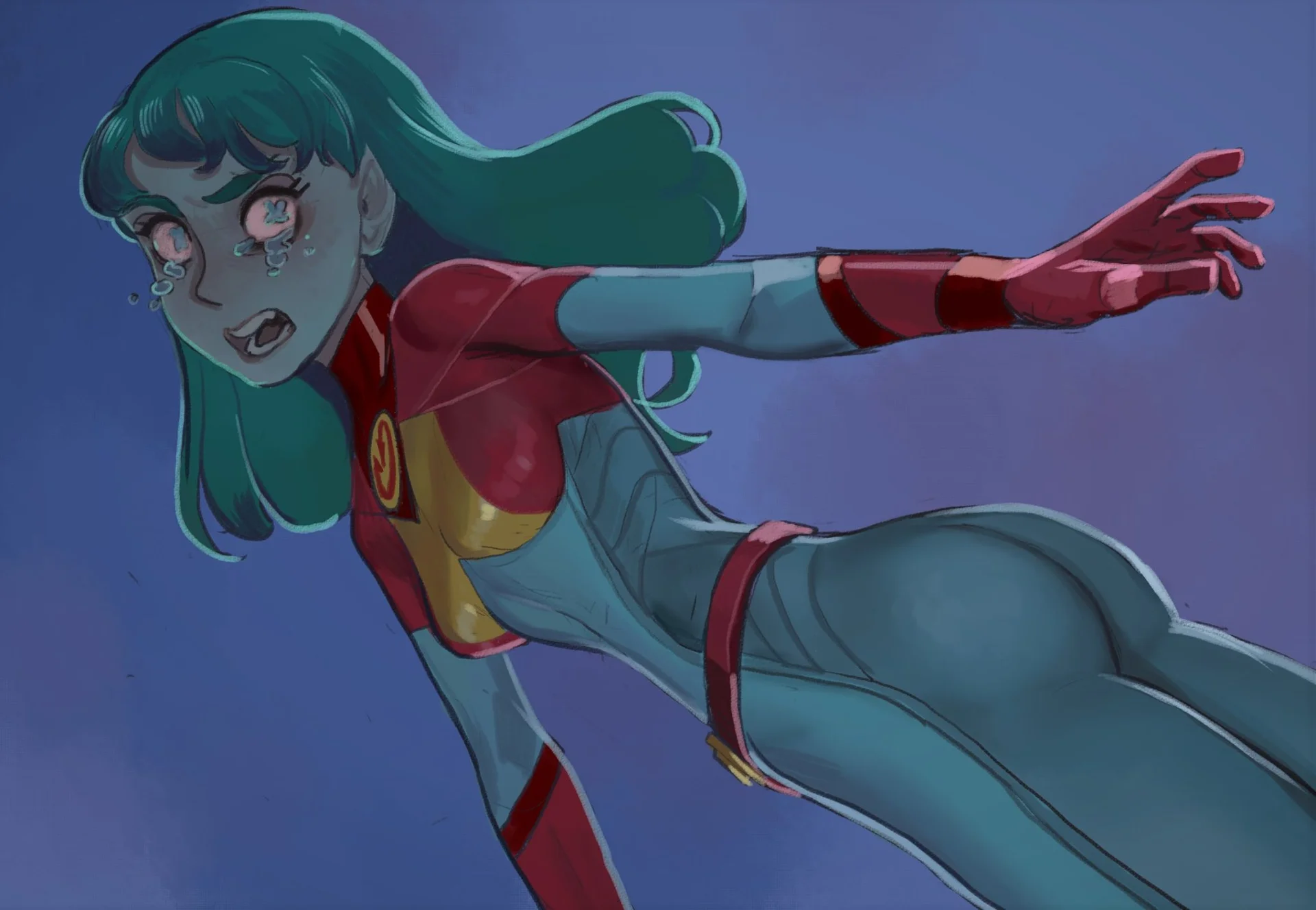Crying Planetina flying in dramatic illustrated fan art