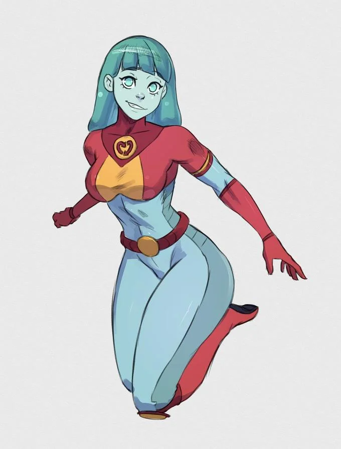 Anime-style fan art of Planetina floating in dynamic pose