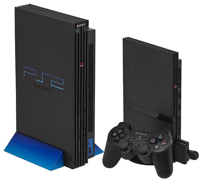 PlayStation 2 original and slim consoles with DualShock 2 controller