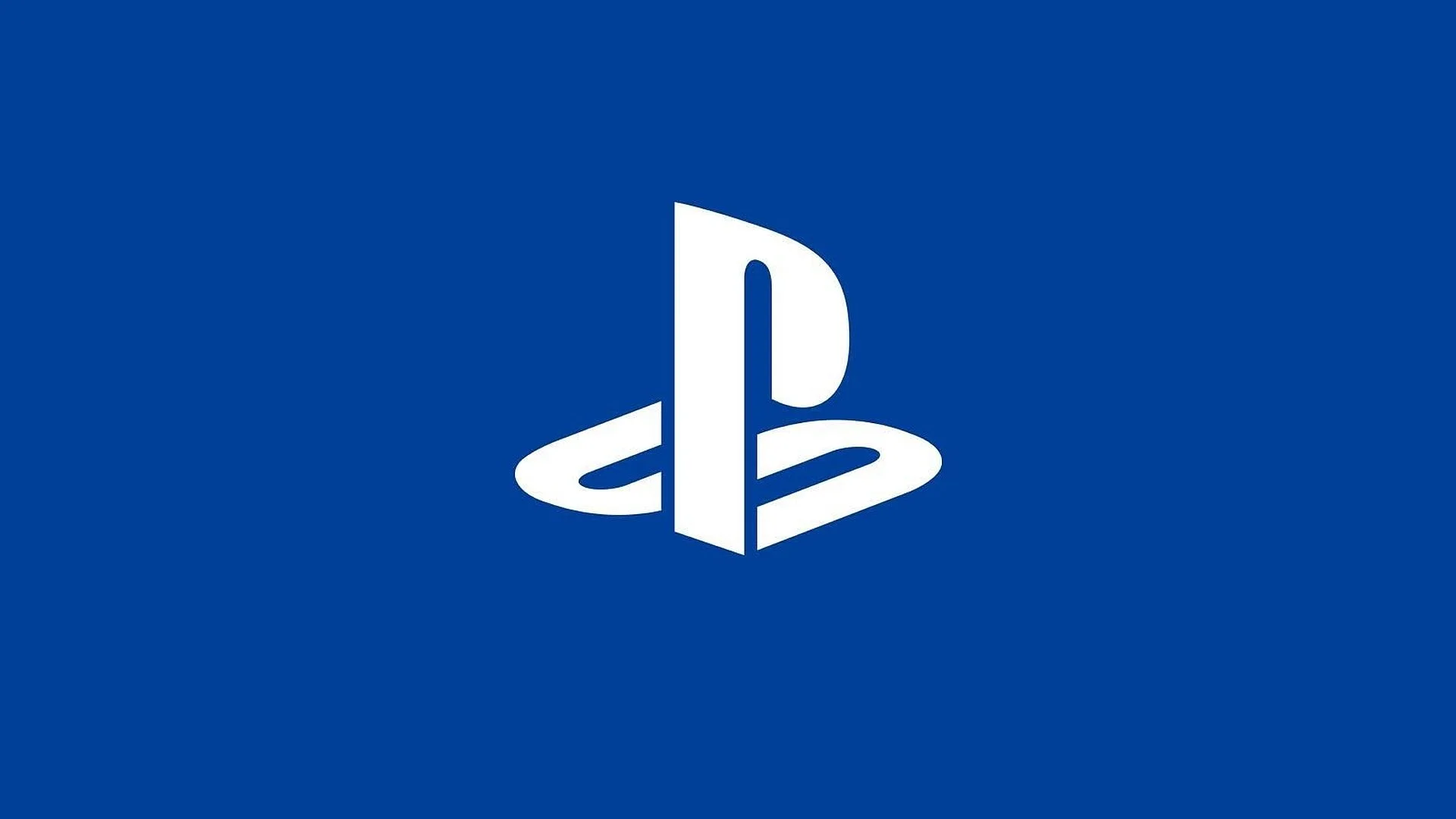 White PlayStation PS logo on a blue background