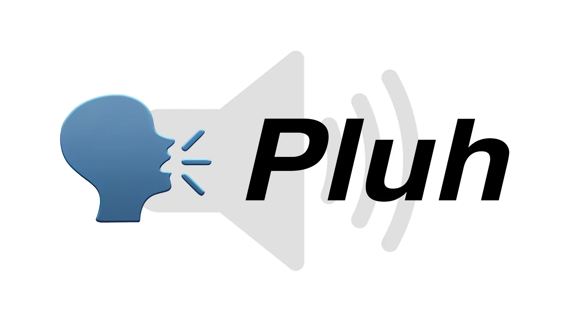 Pluh Plug Sound Effect — Blue speaking head emoji next to the word 'Pluh' with a faded speaker icon in the background