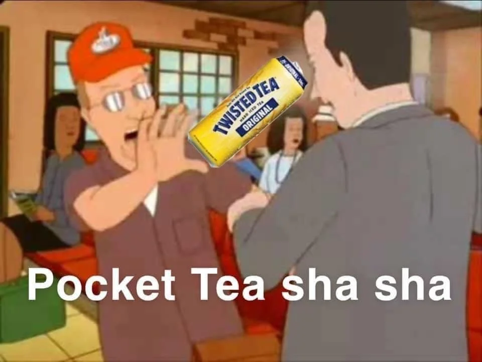 King of the Hill pocket sand scene edited with Twisted Tea can