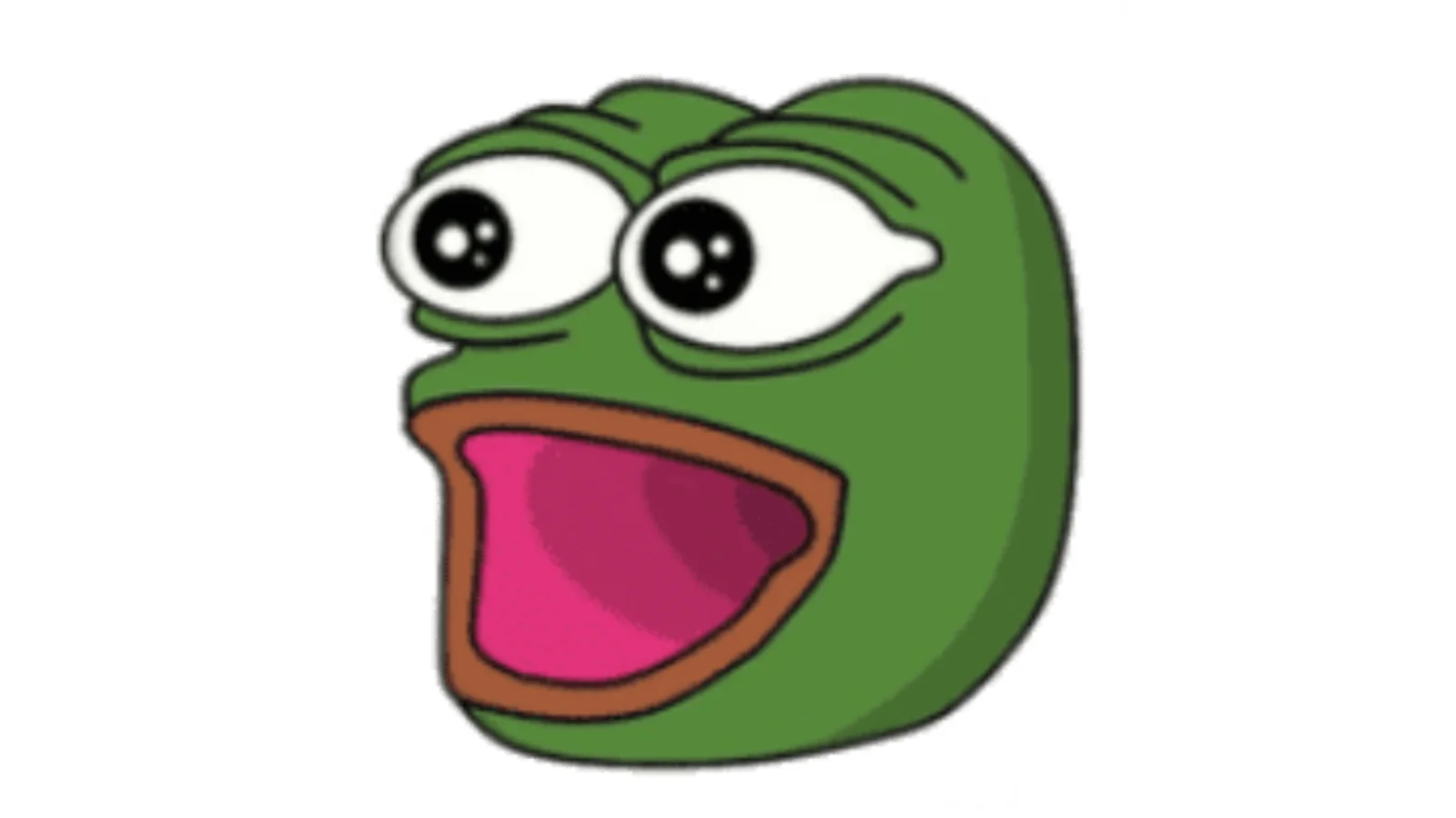 Poggers Pepe the Frog emote with excited open-mouthed expression