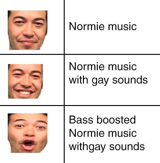 Three-panel expanding-brain style meme with Pogu subject's escalating expressions