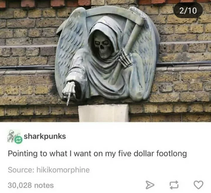 Pointing Grim Reaper Statue — Pointing grim reaper meme captioned 'When you realize Instagram cant use this meme format'